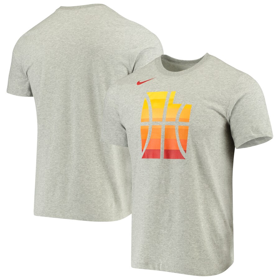 Men 2020 NBA Nike Utah Jazz Heathered Gray City Edition Logo DFCT Performance TShirt->nba t-shirts->Sports Accessory